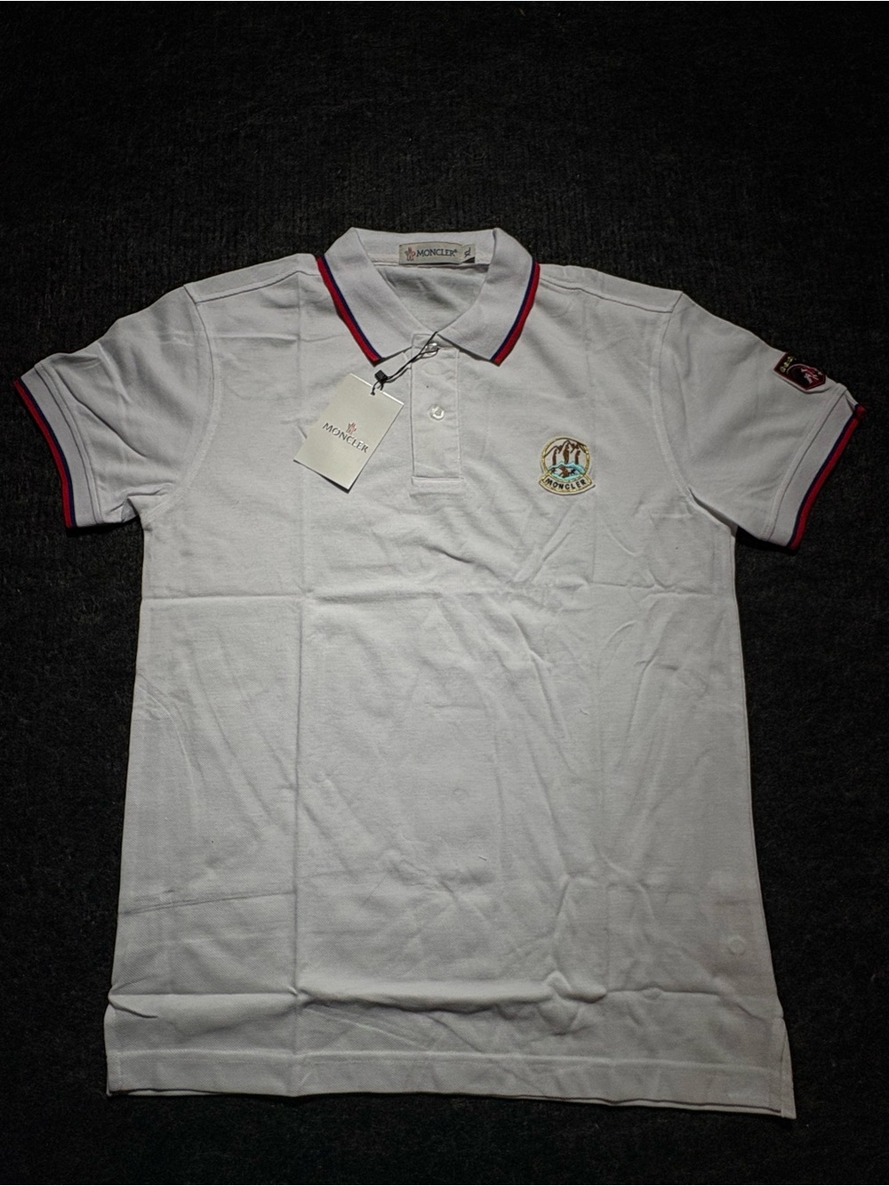 Moncler White Polo Shirt Size XL